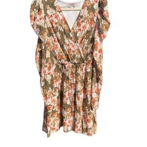 ANDREE BY UNIT Floral Dress Long Sleeve Waist V Neck Women’s L
